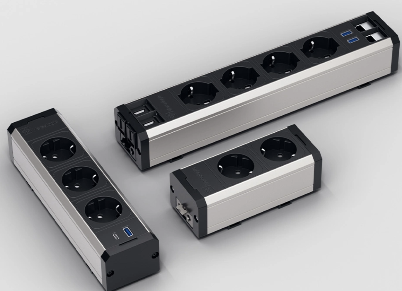 VersaTek – Modul profesional alimentare, UPS și conectivitate | 2 Schuko + 2 Schuko UPS + USB + RJ45