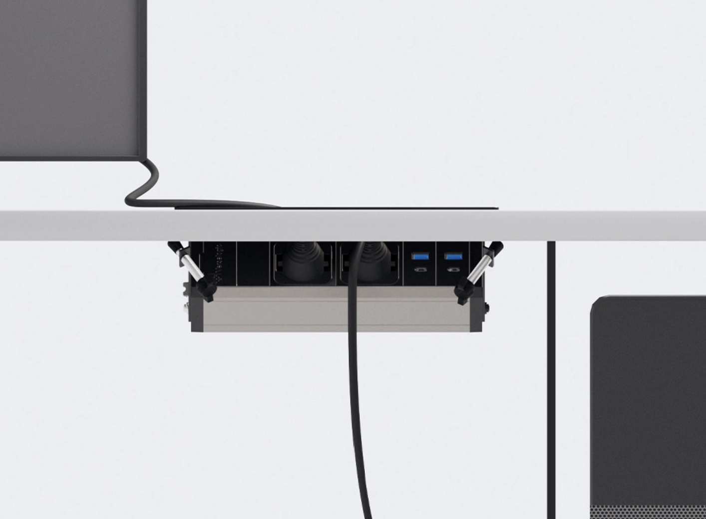 VersaFlap 45 – Sistem Profesional Încastrabil cu Capac și Deschidere Simplă | 2 Schuko + 2 Schuko UPS + 2 USB + 2 RJ45
